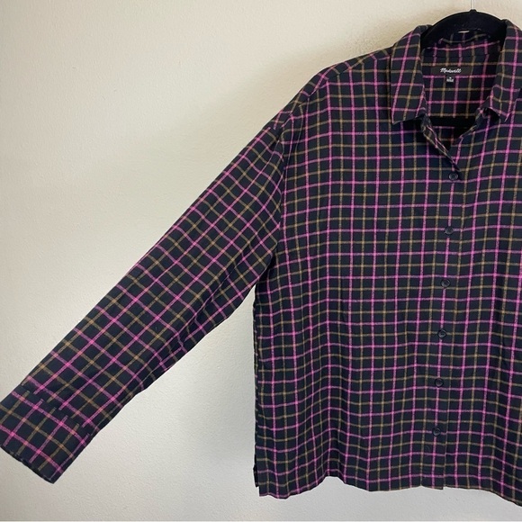 Madewell Grunge Plaid Flannel Long Sleeves Button Up Shirt Size M Cabincore - Picture 5 of 10